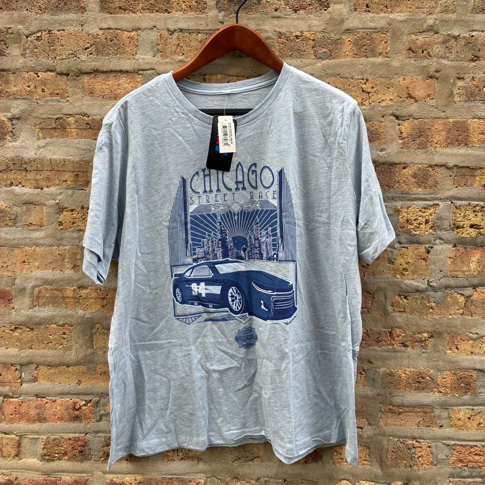 NASCAR Chicago Street Race Art Deco Graphic T-Shirt Blue 2XL CHI9LT000706 NEW